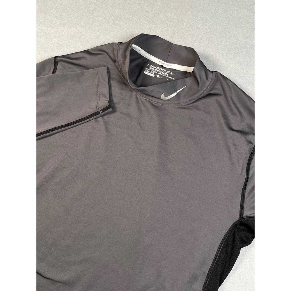 Nike Golf Dri Fit Long Sleeve Mock Neck Performance Shirt Men's Large‎ Gray Tour